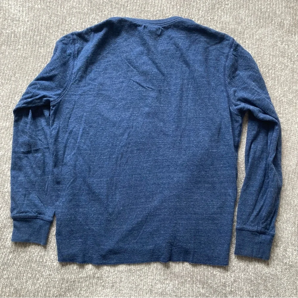 J. Crew Knit Goods‎ Mens Blue Henley Long Sleeve Shirt Size Large Soft Casual